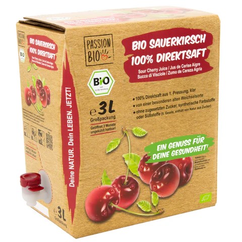 Passion Bio přímo lisovaná višňová šťáva, 3 litry