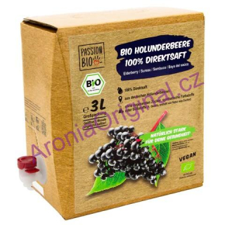 Passion Bio přímo lisovaná šťáva z černého bezu, 3 litry